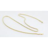 18ct gold rope twist neck chain: Gross weight 8.4g, length 50cm appx.