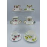 A collection of Shelley Items to include Coffee Cans & Saucers including patterns 133397, 13401,