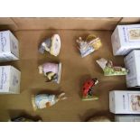 Royal Albert Beatrix potter figures Johnny town mouse with a bag, Mrs Rabbit cooking, Mr jackson,