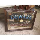 Dewar's Scotch Whiskey Public House Type Framed Mirror Overall Size 95cm Wide x 69cm