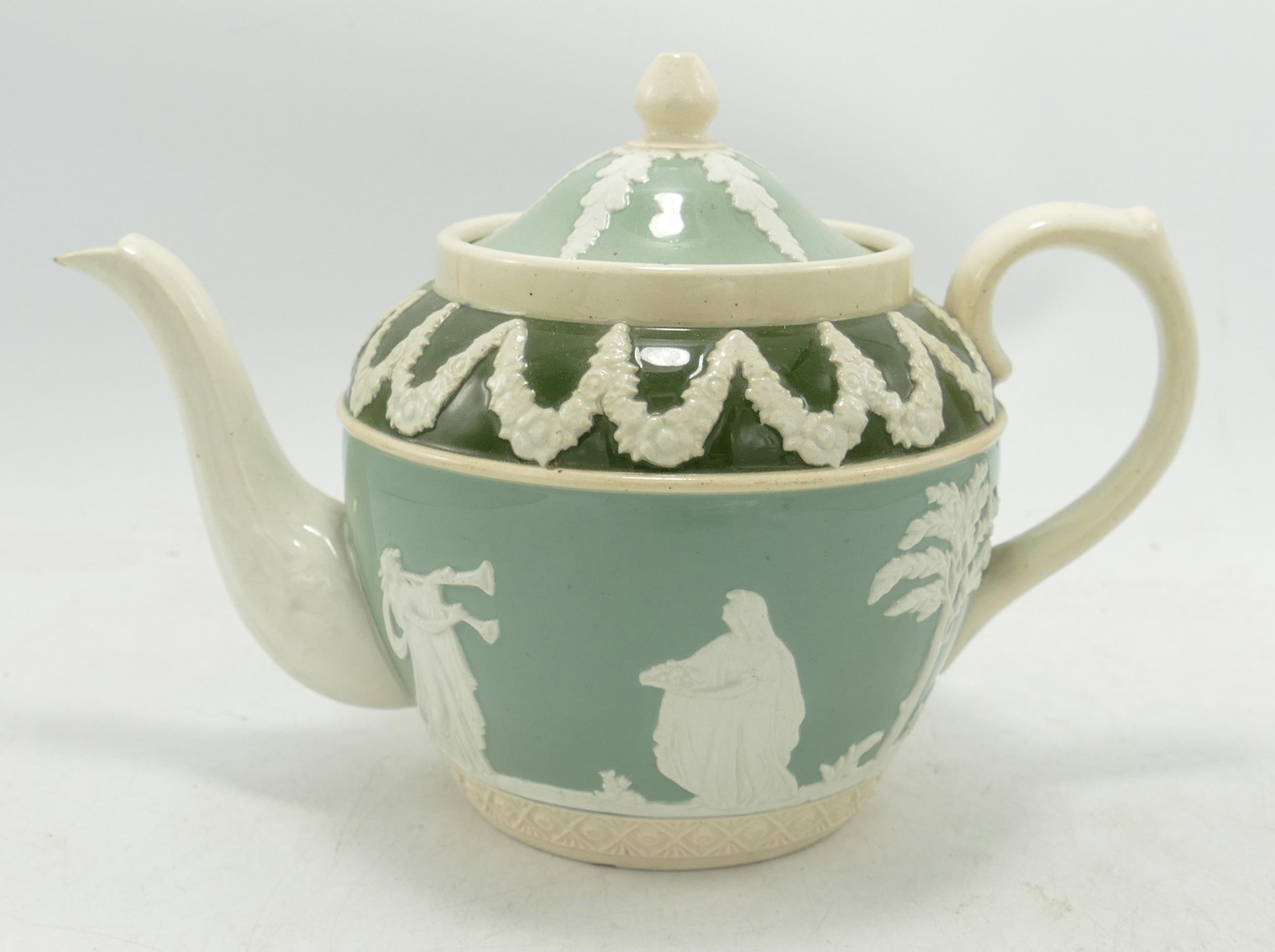 Adams Relief Decorted Small Teapot, nip to spout, height 14cm
