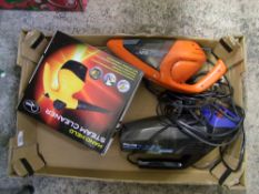 Hoover E'Z Empty dirt cup together with Vax Gator handheld Dust buster and Boxed Quest steamer