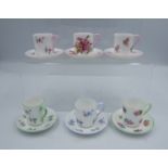 A collection of Shelley Items to include Six Minature Cups & Saucers in the Canterbury Shape