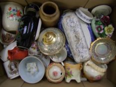 A mixed collection of ceramics to include blush ware, vases, commemorative cups etc ( 1 tray)