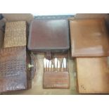 Mixed collection of Leather & Crocodile skin vanity sets/cases (1 tray )