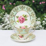 Bonny and Blithe Princess green floral and gilt trio sets x 8 . Boxed