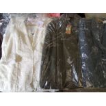 Three ladies trouser suits together with a white lace skirt and jacket . BNWT Size 22