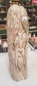 Hand carved Artist made stylized wooden head 82cm height,