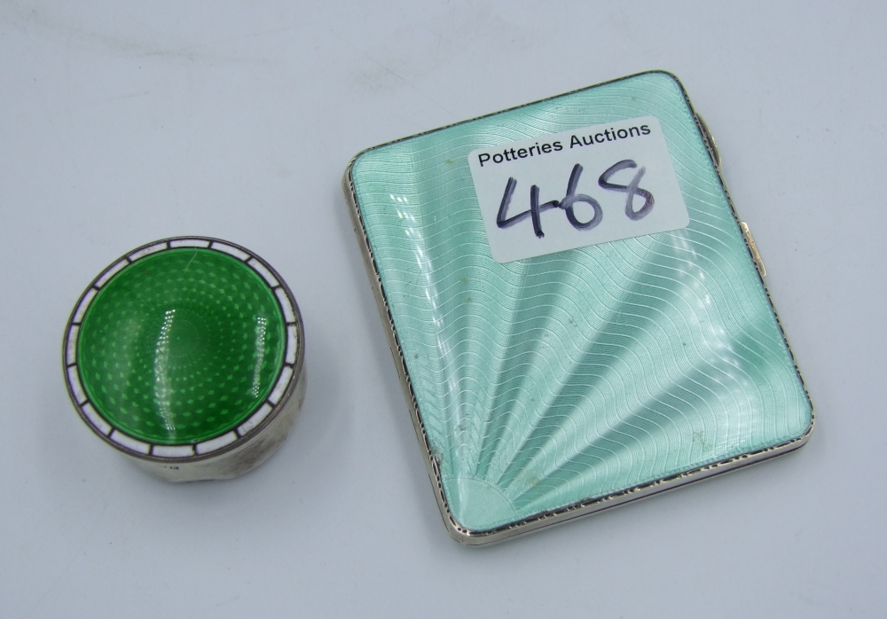 Hallmarked sterling silver and enamel items: cigarette case and pill box, Total Weight - 125.1g