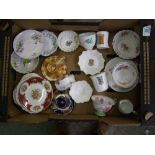 A collection of Shelley & Wileman pottery including 2 candlesticks, 7 side plates, 4 cups, 2