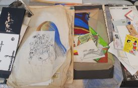 Two portfolio's containing sketches, paintings and graphic design samples.
