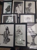 A group of 8 framed prints with An Adult theme