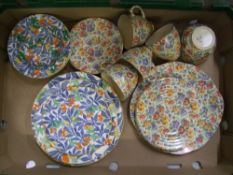 A collection of mid century chintz tea ware items.