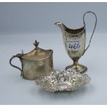 3 pieces of Hallmarked Sterling Silver to include Small pierce work dish, Mustard pot (no liner)