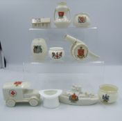 A collection of Shelley Items to include Crested Ware Ebrain & Co, Wileman & Co & various Shelley