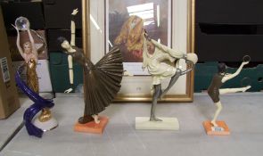 Group of four Art Deco figures. Height of tallest 39cm