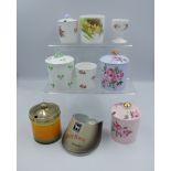 A collection of Shelley Items to include Perserve Pots & Lids x 3 pattern 9021, 9027 & 14114 in