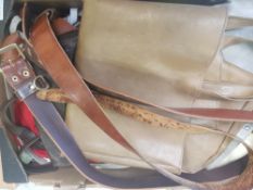 Mixed collection of leather hand bags and belts etc