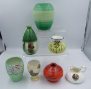 A collection of Shelly pottery items to include Green Harmony Banded Vase 14cm withg Melody Chintz &