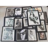 A group of 17 framed prints with An Adult / erotic theme