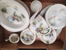 A collection of vintage Chinese tea and dinnerware items (1 tray).