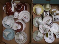 A collection of Susie Cooper cups and saucers to include patterns Cherry, orange, Heraldry old gold,