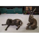 Two Frith figures of a hare and a cat (2). Height of tallest 30cm