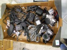 A mixed collection of photographic equipment to include: Canon EOS500 camera, associated cables