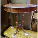 Reproduction mahogany demi lune console/side table, 78cm W.