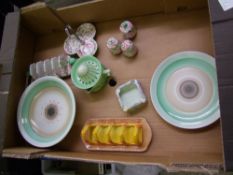 A collection of Shelley Items to include Harmony Drip Ware Lemon Squeezer, Green Banded Cress Dish &