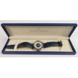 Jacques Lemans gentleman's wristwatch: quartz date with leather strap, boxed.