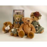 Two Boyds bears Emmie brambleberry and Abigail, Boxed meerkat Yakov's , Kochie cat and a Bauer