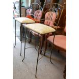 Upholstered Wrought Iron Bar Stools(2)