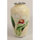Japanese Floral Decorated High Fired Vase: height 21cm