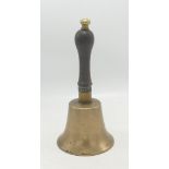 Vintage Brass & Wood School Bell, height 21cm