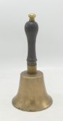 Vintage Brass & Wood School Bell, height 21cm