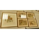A collection of Five Hunting & Equestrian Theme Prints(5)