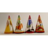 Bradex Clarice Centenary Sugar Sifters in differing patterns, each 10.5cm(4)