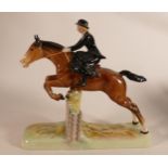 Beswick model of lady side saddle on jumping horse 982, damaged