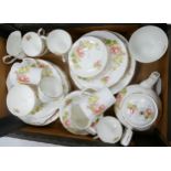 Duchess Peach Rose Patterned Tea & Dinnerware including tea set, dinner plates teapot etc