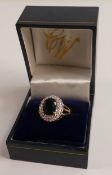 9ct hallmarked sapphire & diamond set cluster ring, weight 3.9g, ring size Q.