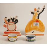 Past Times Branded Deco Jazz Band Figures with certificates, together with 2 similar napkin rings,
