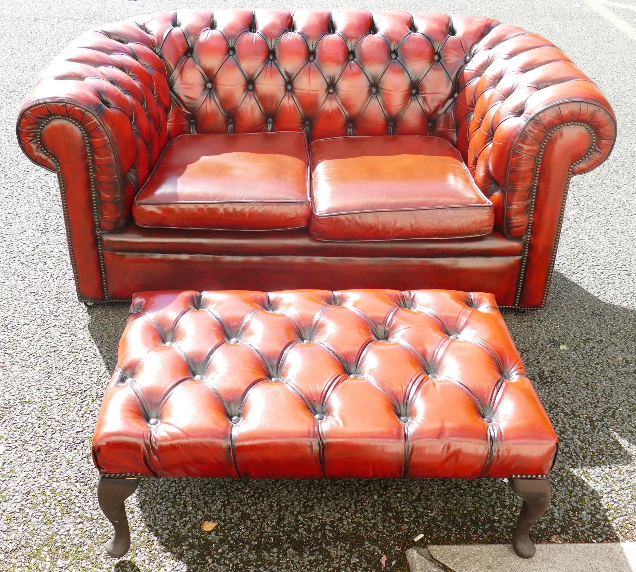 Two Seat Leather Settee & stool
