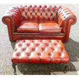 Two Seat Leather Settee & stool