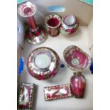 A collection of Fieldings Devon Sylvan Lustine Patterned items including vases, lidded boxes,