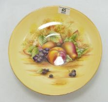 Large Aynsley Orchard Gold Patterned Fruit Bowl, diameter 26.5cm