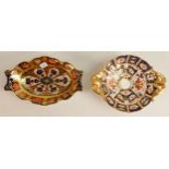 Royal Crown Derby 2451 & 1128 pattern square footed dishes, largest 14cm(2)