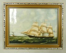 Framed Wedgwood Clipper Ship Plaque Golden West frame size 23 x 30cm