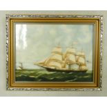 Framed Wedgwood Clipper Ship Plaque Golden West frame size 23 x 30cm