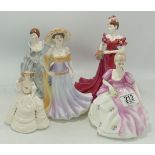 A collection of Coalport lady figures comprising Special Memories,Monique,Jenny, Joy (cracked) and